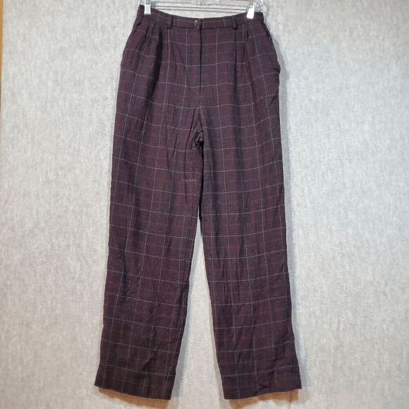 Pendleton Pants - Pendleton Pants Womens 12 Black Plaid Dress Wool Classic Fit Flat Front Vintage